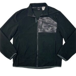 REEBOK Mens  Black Full Zip Camo Cest Pocket Jacket SZ L